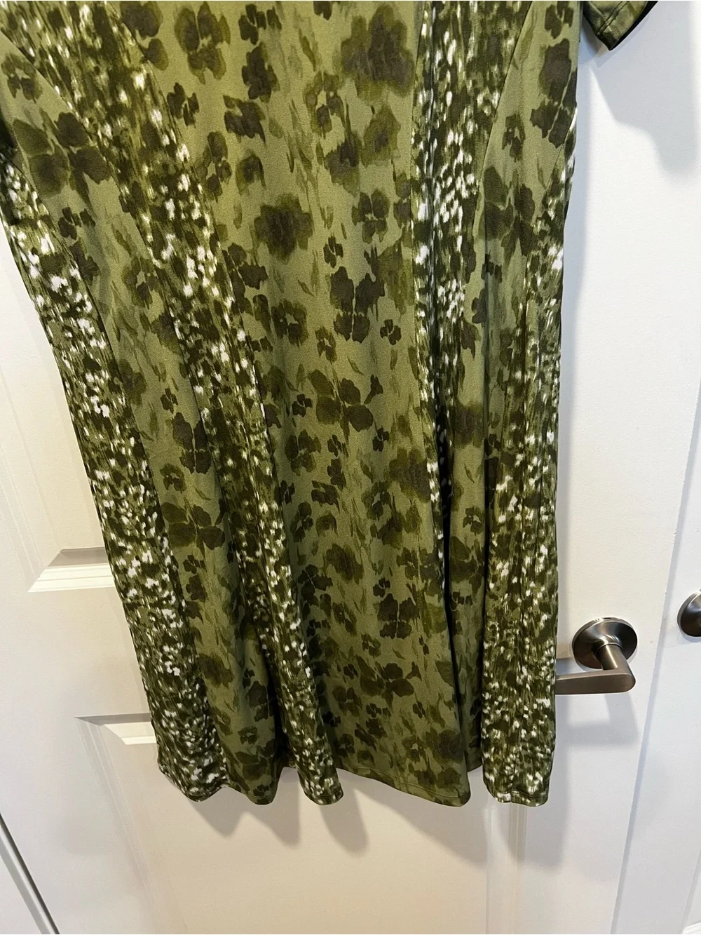 Michael Kors Olive Green Short-Sleeve Printed A-Line Dress